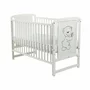 Set mobilier pentru copii, BabyNeeds: Patut din lemn de pin, cu laterala culisanta si somiera reglabila in 3 trepte, Timmi, 120x60 cm + Saltea cocos-burete-cocos, 12 cm + Comoda cu masuta de infasat, Alb - 10