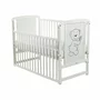 Set mobilier pentru copii, BabyNeeds: Patut din lemn de pin, cu laterala culisanta si somiera reglabila in 3 trepte, Timmi, 120x60 cm + Saltea cocos-burete-cocos, 12 cm + Comoda cu masuta de infasat, Alb - 11