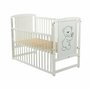 Set mobilier pentru copii, BabyNeeds: Patut din lemn de pin, cu laterala culisanta si somiera reglabila in 3 trepte, Timmi, 120x60 cm + Saltea cocos-burete-cocos, 8 cm + Comoda cu masuta de infasat, Alb - 8