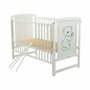 Set mobilier pentru copii, BabyNeeds: Patut din lemn de pin, cu laterala culisanta si somiera reglabila in 3 trepte, Timmi, 120x60 cm + Saltea cocos-burete-cocos, 8 cm + Comoda cu masuta de infasat, Alb - 9