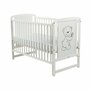Set mobilier pentru copii, BabyNeeds: Patut din lemn de pin, cu laterala culisanta si somiera reglabila in 3 trepte, Timmi, 120x60 cm + Saltea cocos-burete-cocos, 8 cm + Comoda cu masuta de infasat, Alb - 10
