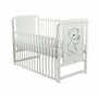 Set mobilier pentru copii, BabyNeeds: Patut din lemn de pin, cu laterala culisanta si somiera reglabila in 3 trepte, Timmi, 120x60 cm + Saltea cocos-burete-cocos, 8 cm + Comoda cu masuta de infasat, Alb - 11