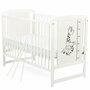 Set mobilier pentru copii, BabyNeeds: Patut din lemn de pin, cu somiera reglabila in 3 trepte, Timmi Girafa, 120x60 cm + Saltea cocos-burete 8 cm + Comoda cu masa de infasat, Alb - 4