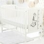 Set mobilier pentru copii, BabyNeeds: Patut din lemn de pin, cu somiera reglabila in 3 trepte, Timmi Girafa, 120x60 cm + Saltea cocos-burete 8 cm + Comoda cu masa de infasat, Alb - 7