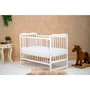Set mobilier pentru copii, Qmini: Patut din lemn de pin cu roti, cu laterala culisanta si somiera reglabila in 3 trepte, Agata, 120x60 cm + Saltea cocos-burete-cocos, 10 cm + Comoda cu masuta de infasat, Alb - 2