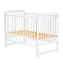 Set mobilier pentru copii, Qmini: Patut din lemn de pin cu roti, cu laterala culisanta si somiera reglabila in 3 trepte, Agata, 120x60 cm + Saltea cocos-burete-cocos, 10 cm + Comoda cu masuta de infasat, Alb - 3