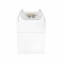 Set mobilier pentru copii, Qmini: Patut din lemn de pin cu roti, cu laterala culisanta si somiera reglabila in 3 trepte, Agata, 120x60 cm + Saltea cocos-burete-cocos, 10 cm + Comoda cu masuta de infasat, Alb - 17
