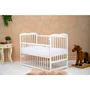 Set mobilier pentru copii, Qmini: Patut din lemn de pin cu roti, cu laterala culisanta si somiera reglabila in 3 trepte, Agata, 120x60 cm + Saltea cocos-burete-cocos, 12 cm + Comoda cu masuta de infasat, Alb - 10