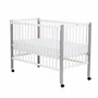 Set mobilier pentru copii, Qmini: Patut din lemn de pin cu roti, cu laterala culisanta si somiera reglabila in 3 trepte, Maya, 120x60 cm + Saltea cocos-burete-cocos, 10 cm + Comoda cu masuta de infasat, Alb - 8