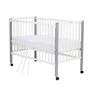 Set mobilier pentru copii, Qmini: Patut din lemn de pin cu roti, cu laterala culisanta si somiera reglabila in 3 trepte, Maya, 120x60 cm + Saltea cocos-burete-cocos, 10 cm + Comoda cu masuta de infasat, Alb - 10