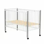 Set mobilier pentru copii, Qmini: Patut din lemn de pin cu roti, cu laterala culisanta si somiera reglabila in 3 trepte, Maya, 120x60 cm + Saltea cocos-burete-cocos, 10 cm + Comoda cu masuta de infasat, Alb - 11