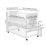 Set mobilier pentru copii, Qmini: Patut din lemn de pin cu roti, cu laterala culisanta si somiera reglabila in 3 trepte, Timmi Elefant, 120x60 cm + Saltea cocos-burete-cocos, 12 cm + Comoda cu masuta de infasat, Alb - 10