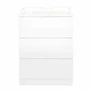 Set mobilier pentru copii, Qmini: Patut din lemn de pin cu roti, cu laterala culisanta si somiera reglabila in 3 trepte, Timmi Elefant, 120x60 cm + Saltea cocos-burete-cocos, 12 cm + Comoda cu masuta de infasat, Alb - 14