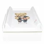 Set mobilier pentru copii, Qmini: Patut din lemn de pin cu roti, cu laterala culisanta si somiera reglabila in 3 trepte, Timmi Elefant, 120x60 cm + Saltea cocos-burete-cocos, 12 cm + Comoda cu masuta de infasat, Alb - 17
