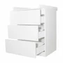 Set mobilier pentru copii, Qmini: Patut din lemn de pin cu roti, cu laterala culisanta si somiera reglabila in 3 trepte, Timmi Elefant, 120x60 cm + Saltea cocos-burete-cocos, 12 cm + Comoda cu masuta de infasat, Alb - 19