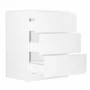 Set mobilier pentru copii, Qmini: Patut din lemn de pin cu roti, cu laterala culisanta si somiera reglabila in 3 trepte, Timmi Elefant, 120x60 cm + Saltea cocos-burete-cocos, 8 cm + Comoda cu masuta de infasat, Alb - 24