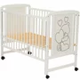 Set mobilier pentru copii, Qmini: Patut din lemn de pin cu roti, cu laterala culisanta si somiera reglabila in 3 trepte, Timmi Heart, 120x60 cm + Saltea cocos-burete-cocos, 12 cm + Comoda cu masuta de infasat, Alb - 6