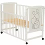 Set mobilier pentru copii, Qmini: Patut din lemn de pin cu roti, cu laterala culisanta si somiera reglabila in 3 trepte, Timmi Heart, 120x60 cm + Saltea cocos-burete-cocos, 12 cm + Comoda cu masuta de infasat, Alb - 7