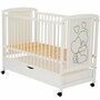 Set mobilier pentru copii, Qmini: Patut din lemn de pin si MDF cu roti, cu sertar cu capac si somiera reglabila in 3 trepte, Timmi Heart, 120x60 cm + Saltea cocos-burete-cocos, 8 cm + Comoda cu masuta de infasat, Alb - 3