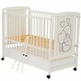 Set mobilier pentru copii, Qmini: Patut din lemn de pin si MDF cu roti, cu sertar cu capac si somiera reglabila in 3 trepte, Timmi Heart, 120x60 cm + Saltea cocos-burete-cocos, 8 cm + Comoda cu masuta de infasat, Alb - 4
