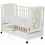 Set mobilier pentru copii, Qmini: Patut din lemn de pin si MDF cu roti, cu sertar cu capac si somiera reglabila in 3 trepte, Timmi Heart, 120x60 cm + Saltea cocos-burete-cocos, 8 cm + Comoda cu masuta de infasat, Alb - 5