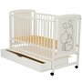 Set mobilier pentru copii, Qmini: Patut din lemn de pin si MDF cu roti, cu sertar cu capac si somiera reglabila in 3 trepte, Timmi Heart, 120x60 cm + Saltea cocos-burete-cocos, 8 cm + Comoda cu masuta de infasat, Alb - 6