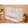 Set mobilier pentru copii, Qmini: Patut din lemn de pin si MDF cu roti, cu sertar cu capac si somiera reglabila in 3 trepte, Timmi Heart, 120x60 cm + Saltea cocos-burete-cocos, 8 cm + Comoda cu masuta de infasat, Alb - 7