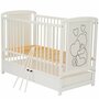 Set mobilier pentru copii, Qmini: Patut din lemn de pin si MDF cu roti, cu sertar cu capac si somiera reglabila in 3 trepte, Timmi Heart, 120x60 cm + Saltea cocos-burete-cocos, 8 cm + Comoda cu masuta de infasat, Alb - 9