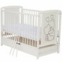Set mobilier pentru copii, Qmini: Patut din lemn de pin si MDF cu roti, cu sertar cu capac si somiera reglabila in 3 trepte, Timmi Heart, 120x60 cm + Saltea cocos-burete-cocos, 8 cm + Comoda cu masuta de infasat, Alb - 10