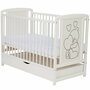 Set mobilier pentru copii, Qmini: Patut din lemn de pin si MDF cu roti, cu sertar cu capac si somiera reglabila in 3 trepte, Timmi Heart, 120x60 cm + Saltea cocos-burete-cocos, 8 cm + Comoda cu masuta de infasat, Alb - 11