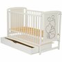 Set mobilier pentru copii, Qmini: Patut din lemn de pin si MDF cu roti, cu sertar cu capac si somiera reglabila in 3 trepte, Timmi Heart, 120x60 cm + Saltea cocos-burete-cocos, 8 cm + Comoda cu masuta de infasat, Alb - 15