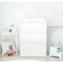 Set mobilier pentru copii, Qmini: Patut din lemn de pin si MDF cu roti, cu sertar cu capac si somiera reglabila in 3 trepte, Timmi Heart, 120x60 cm + Saltea cocos-burete-cocos, 8 cm + Comoda cu masuta de infasat, Alb - 18