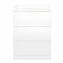 Set mobilier pentru copii, Qmini: Patut din lemn de pin si MDF cu roti, cu sertar cu capac si somiera reglabila in 3 trepte, Timmi Heart, 120x60 cm + Saltea cocos-burete-cocos, 8 cm + Comoda cu masuta de infasat, Alb - 19