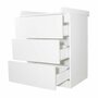 Set mobilier pentru copii, Qmini: Patut din lemn de pin si MDF cu roti, cu sertar cu capac si somiera reglabila in 3 trepte, Timmi Heart, 120x60 cm + Saltea cocos-burete-cocos, 8 cm + Comoda cu masuta de infasat, Alb - 24