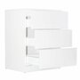 Set mobilier pentru copii, Qmini: Patut din lemn de pin si MDF cu roti, cu sertar cu capac si somiera reglabila in 3 trepte, Timmi Heart, 120x60 cm + Saltea cocos-burete-cocos, 8 cm + Comoda cu masuta de infasat, Alb - 29