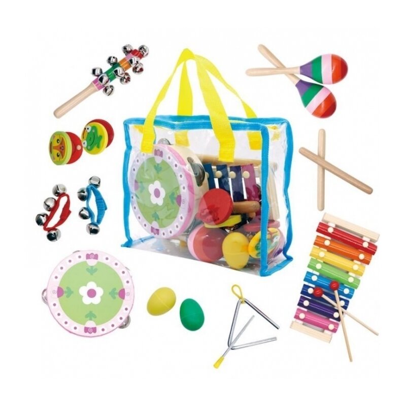 Ecotoys - set instrumente in geanta, cu 14 instrumente din lemn