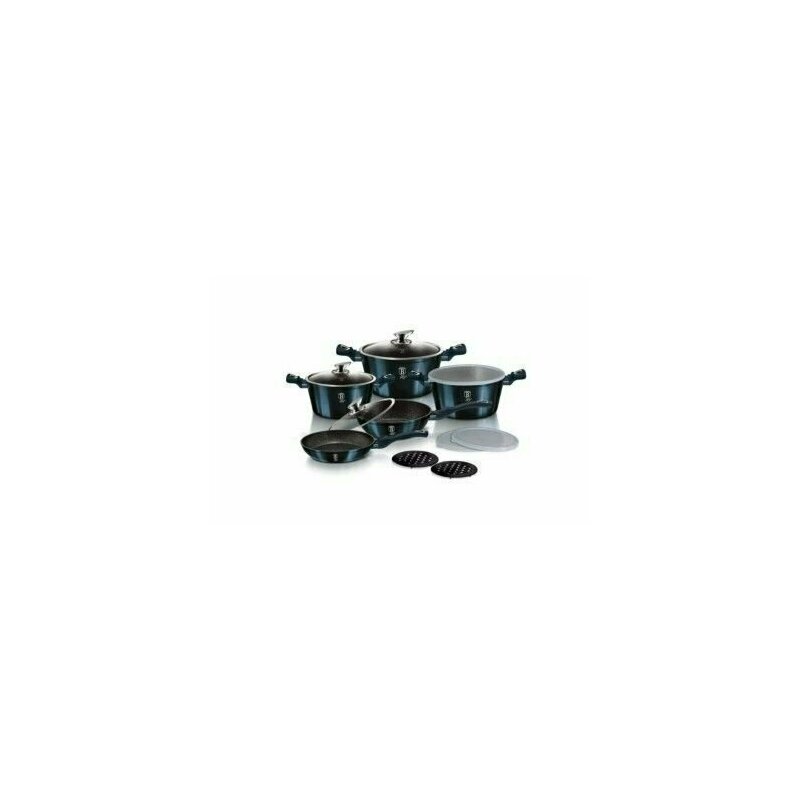 Berlinger haus - set oale, cratite si tigai marmorate, 13 piese, din aluminiu forjat, aquamarine metallic line, , bh 7031