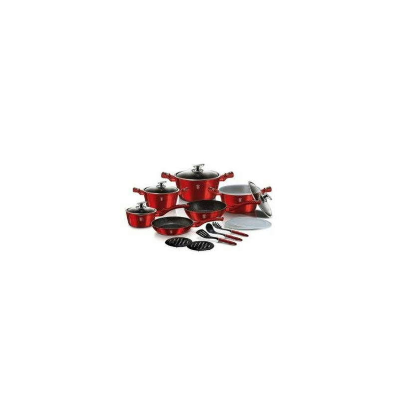 Set oale si tigai marmorate, 18 piese, din aluminiu forjat, burgundy line berlinger haus, bh7035