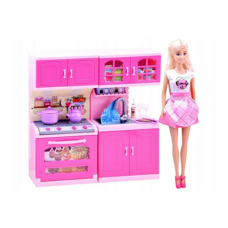 Set Papusa Anlily Doll in Bucatarie, cu Lumini si Sunete, accesorii pentru gatit