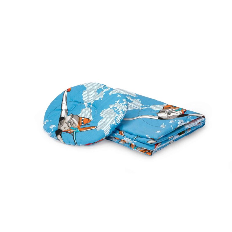 Somnart - set paturica + pernuta formarea capului bebelusului, model aviator