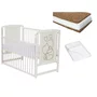 Set Patut din lemn bebe 120x60 cm, Saltea Cocos Confort II si Protectie impermeabila Qmini - 1