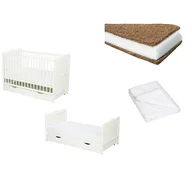 Set Patut din lemn Julia 120x60 cm + Saltea Cocos Confort II + Protectie impermeabila Qmini