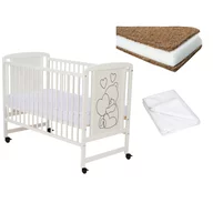 Set Patut din lemn Timmi Heart 120x60 cm + Saltea Babyneeds Cocos Confort II + Protectie impermeabila Qmini