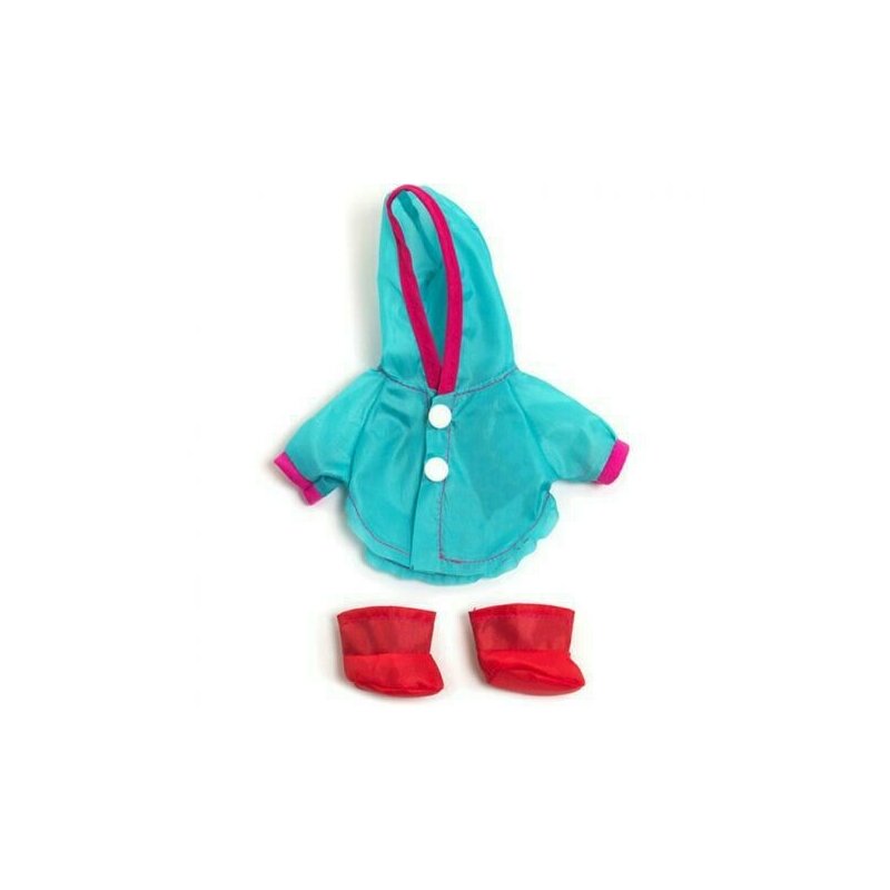 Miniland - imbracaminte si incaltaminte set pelerina ploaie si cizmulite , pentru papusi de 21 cm