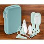 Set pentru igiena, Philips Avent: Aspirator nazal, Periuta de dinti pentru deget, Forfecuta, Unghiera, Pile, Pieptan si perie par +  Prosop de baie din bumbac, Qmini, 80x80 cm, Gri - 8