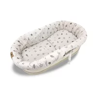 Set pentru landou/cosulet, MimiNu, Cu protectie, saltea si pernuta, Din bumbac certificat Oeko Tex Standard 100, Leaves