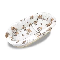 Set pentru landou/cosulet, MimiNu, Cu protectie, saltea si pernuta, Din bumbac certificat Oeko Tex Standard 100, Tedy bear dreams beige
