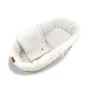Set pentru landou/cosulet, Qmini, Cu protectie, pilota, saltea, pernuta, Din muselina dubla, Material certificat Oeko Tex Standard 100, Cream - 2