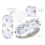 Set pentru landou/cosulet, Qmini, Cu protectie, saltea si pernuta, Din bumbac certificat Oeko Tex Standard 100, Sky Adventure - 2