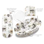 Set pentru landou/cosulet, Qmini, Cu protectie, saltea si pernuta, Din bumbac certificat Oeko Tex Standard 100, Teddy Bear and Friends Beige - 1